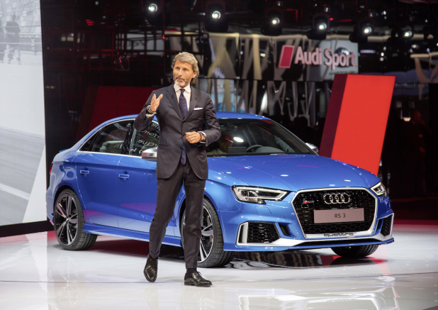 Stephan Winkelmann （CEO quattro GmbH） in front of the new Audi R