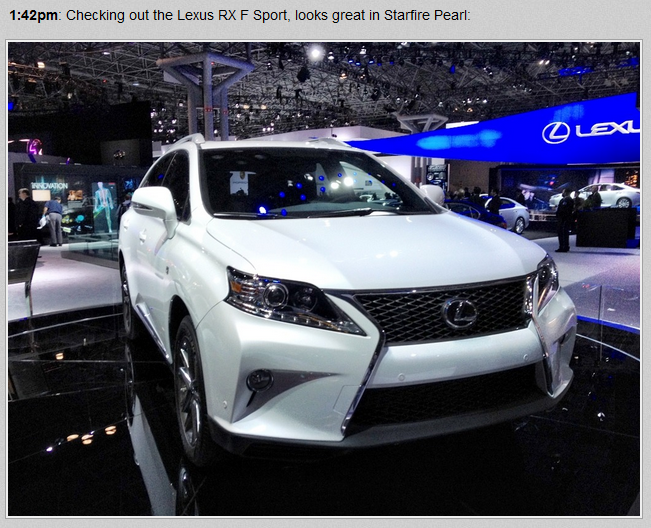 レクサスRX350Fスポーツに8速ATを初採用！【ニューヨークモーターショー2012】 ライブドアニュース