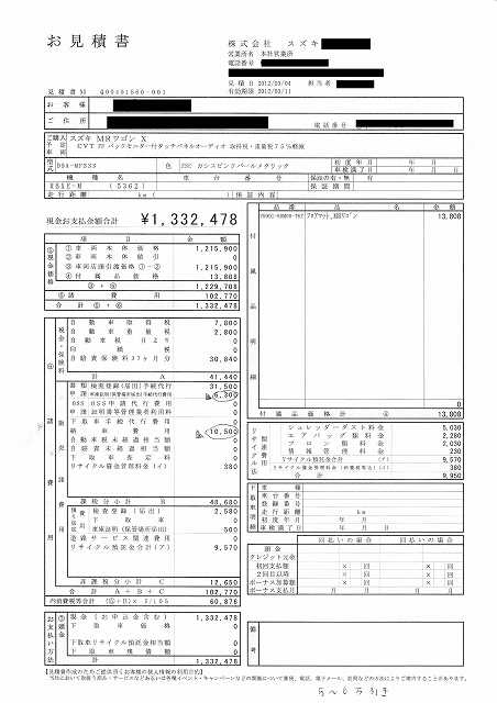 スズキ 画像 スズキ ｍｒワゴンの見積もり取りました 軽自動車って値引きは一声 円 初めての新車購入レポート その2 Clicccar Com