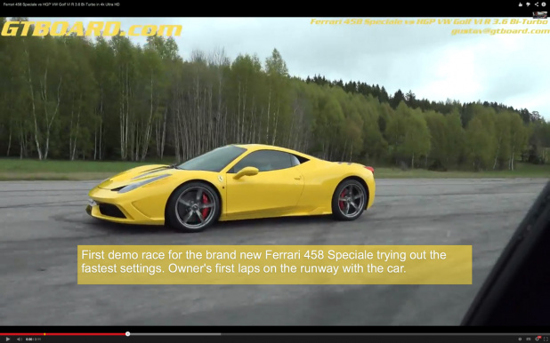 「フェラーリとVWゴルフ、どっちが速い？【動画】」の1枚目の画像