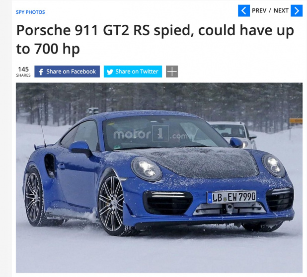 「打倒GT-R NISMO!? 991型GT2RSのテストカーが北欧の寒さに負けずにテスト中！」の2枚目の画像