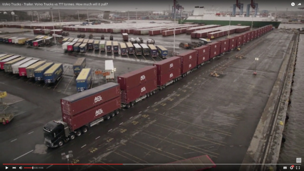 「ボルボ・トラックが300mのコンテナ車牽引にチャレンジ！【予告動画】」の3枚目の画像