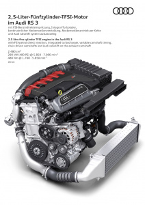 2.5 litre five cylinder TFSI engine in the Audi RS 3