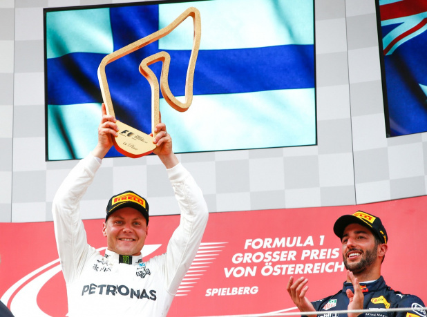 「バルテリ・ボッタスがポール・トゥ・ウィン！リカルドが表彰台にいるということは……!?【2017年F1第9戦オーストリアGP】」の1枚目の画像