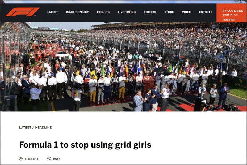 「F1がグリッドガールを廃止決定！それってどういうことなの？」の1枚目の画像