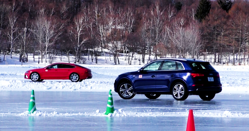 「アウディ・クワトロシリーズを氷上でドライブ。アクセルで面白いほど車体が向きを変えてくれる！」の2枚目の画像