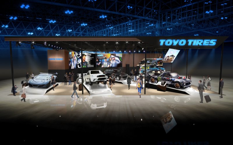 「【東京オートサロン2019】東洋ゴム工業は「TOYO TIRES」と「NITTO」の両ブランドを展開。ケン・ブロック選手や哀川翔さんのトークショーも」の1枚目の画像
