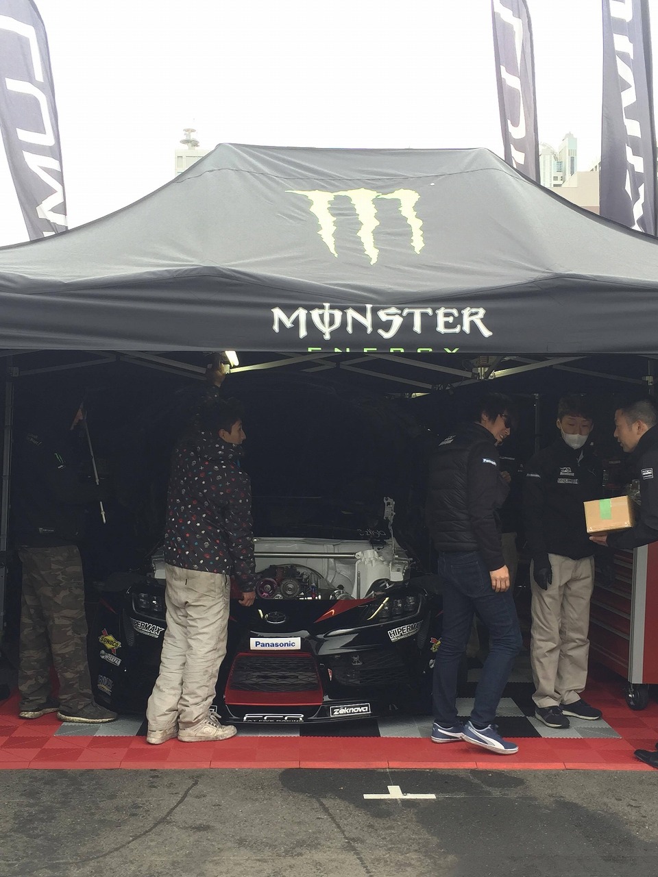 世界初のドリ仕様a90スープラ登場 D1gp 19 開幕直前イベント 始まりました Monster Energy Presents D1gp All Star Shoot Out Clicccar Com