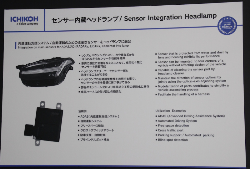 「先進運転支援システム・自動運転の主要センサーをヘッドランプに融合させた市光工業【人とくるまのテクノロジー展2019 横浜】」の4枚目の画像
