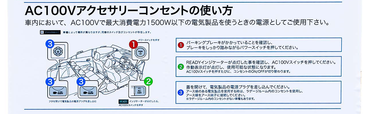 Toyota Power Feeding 2 画像 プリウスで パワースイッチ を2回 Ac100vスイッチ を3回押すと何かが起きる Clicccar Com