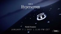1月7日に明らかになる！メルセデス・ベンツの新技術「ハイパースクリーン ディスプレイ」、EQSに初搭載へ！ - mercedes-benz-mbux-hyperscreen-teaser-date