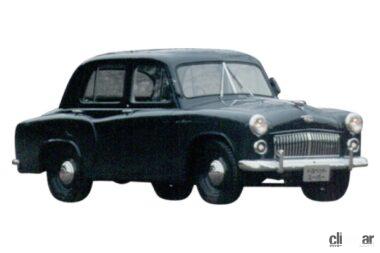 1954年東京自動車ショウで展示されたトヨタのトヨペットRH型セダン(タクシー車)