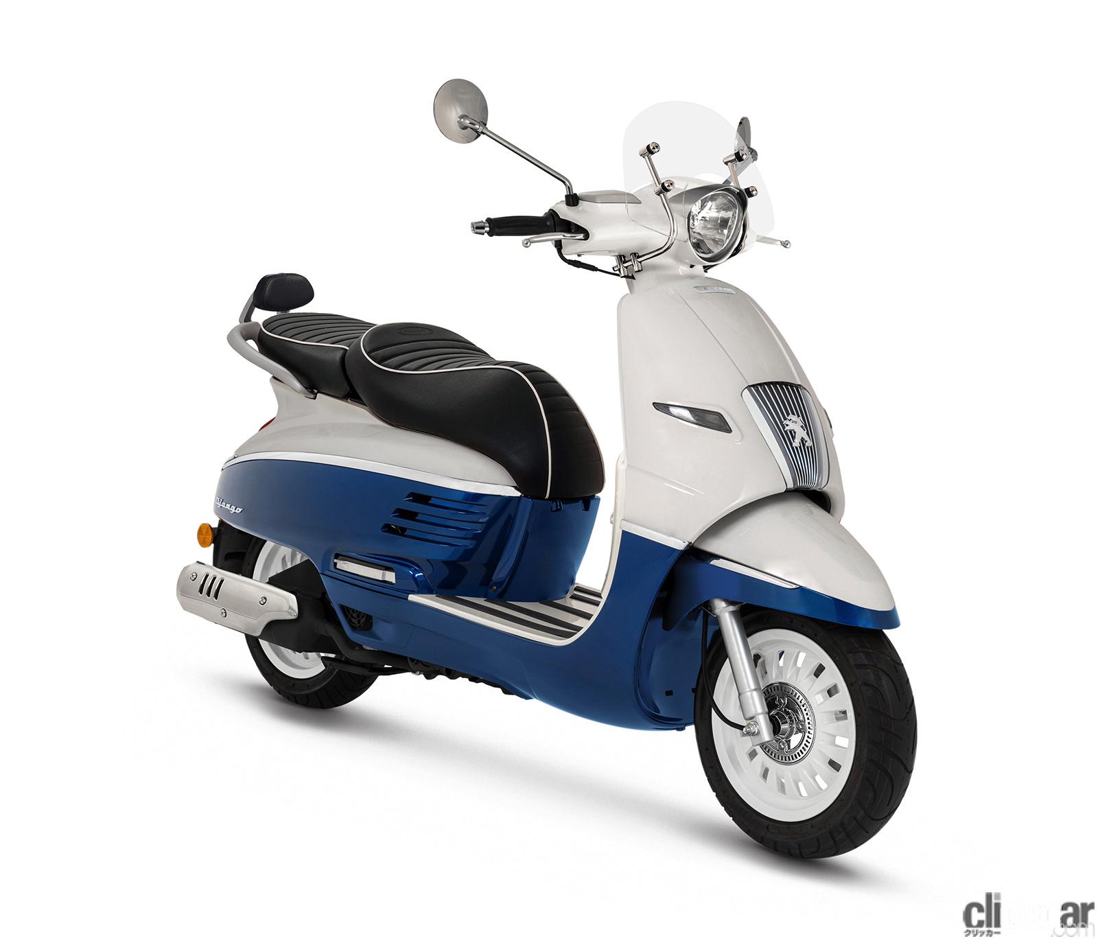 プジョーの原付二種スクーター ジャンゴ125エバージョン にショートスクリーンやバックレスト付きの特別仕様車が登場 Clicccar Com
