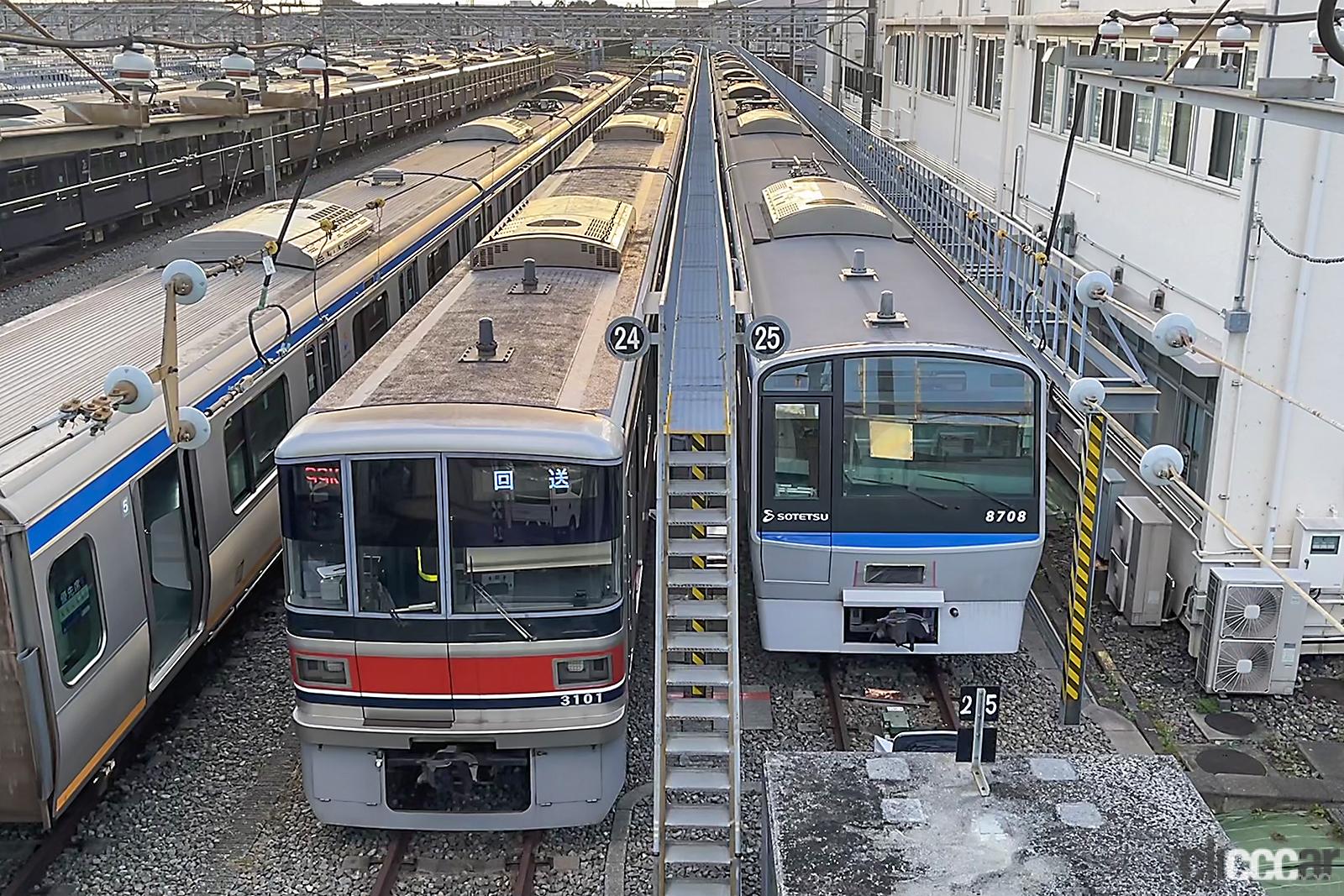 2023年3月の直通運転開始に向けて、東急3000系が相鉄線内での試運転を