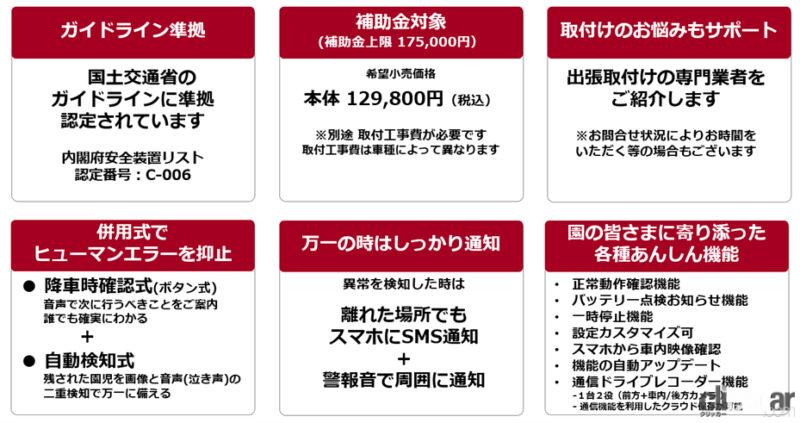 「パイオニアから送迎用バスの置き去り防止を支援する特別仕様の「NP1」が登場」の1枚目の画像