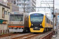 静岡鉄道は新車のA3000形（右）を導入。置き換えられる1000形（左）も自社発注車です