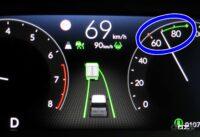 速度計プロッティング部には、現在車速とACC設定車速の間を緑色のラインが表示される（青〇内）