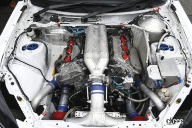 広島トヨタ team DROO-PのGR86のエンジンルーム。G25タービン2基がけで約900psだそうです