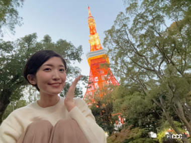 芝公園もみじ谷から見る東京タワー