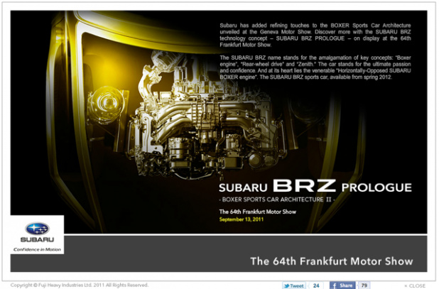 「スバルBRZに決定！ 専用サイトも開設!!【ボクサースポーツアーキテクチャー】」の1枚目の画像