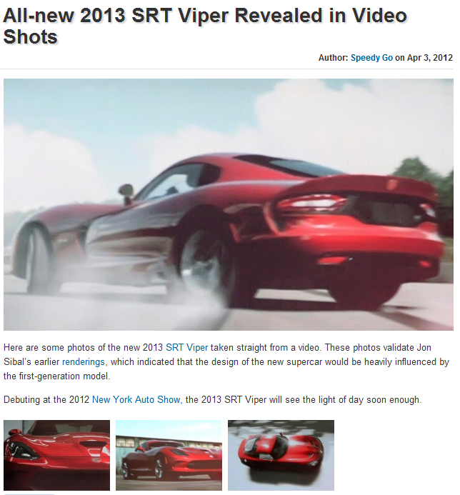 All-new 2013 SRT Viper Revealed in Video Shots AutoTribute