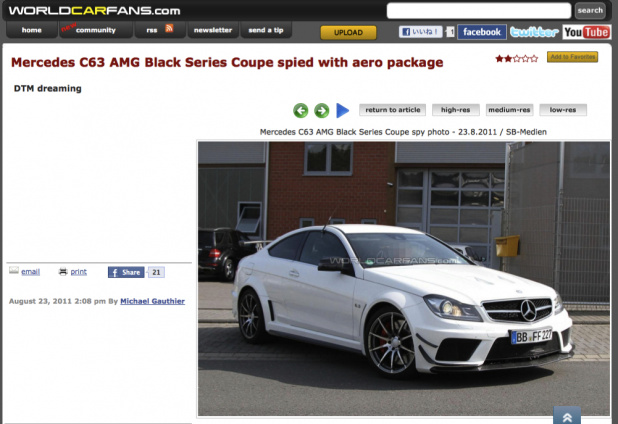 「メルセデスベンツC63AMGには本国でBlackSeriesCoupe、さらに上位モデルもある？」の2枚目の画像