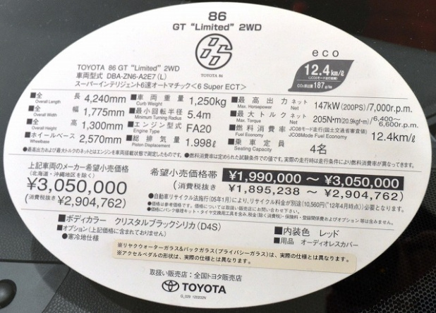 「これなら買える? 199万円のトヨタ86貴重なRCグレードをじっくり見たい方はMEGAWEBへ！」の24枚目の画像