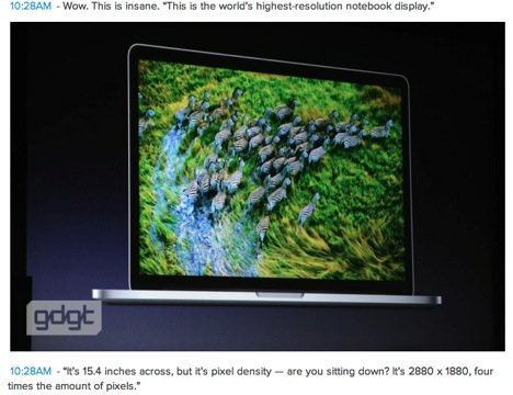 「【WWDC 2012】Macbook Proもアップデート！待望のRetinaモデルが登場！」の9枚目の画像