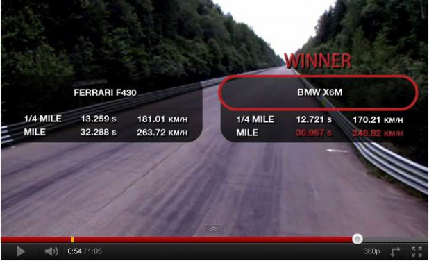 「SUVとスーパーカーはどちらが速い? フェラーリF430 vs BMW X6Mのガチンコ勝負!」の2枚目の画像